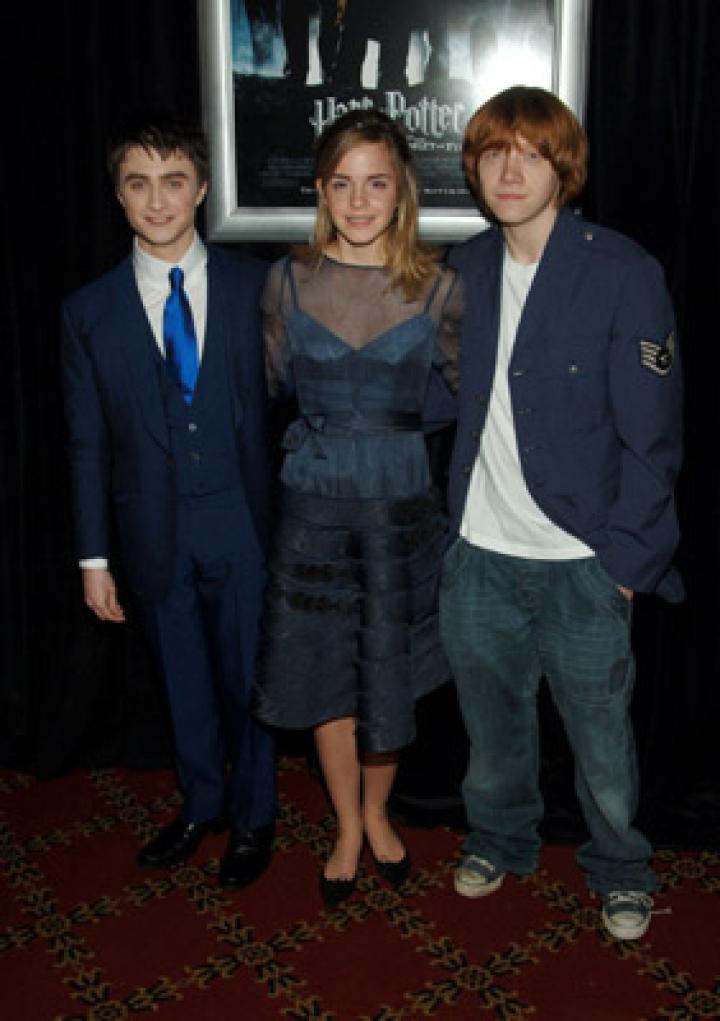 Rupert Grint, Daniel Radcliffe, and Emma Watson at an event for Harry Potter and the Goblet of Fire (2005)